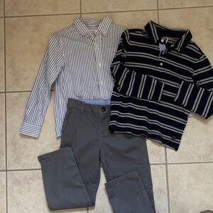 Janie and Jack Navy and White Striped Shirt Set